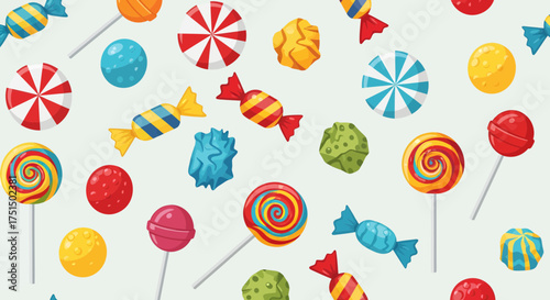A colorful and vibrant array of candies and lollipops, evoking feelings of joy and indulgence