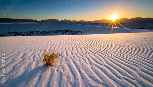Fototapeta Naklejka Na Ścianę i Meble -  Sunset over White Sand Dunes, New Mexico