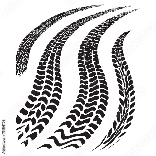 Traces of car, motorcycle tread. Car wheels on disks. vector