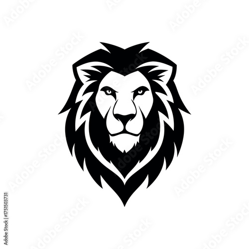 Bold black and white lion head emblem with fierce expression