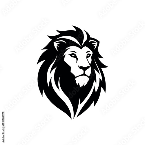 Majestic lion head emblem with fierce eyes and flowing mane