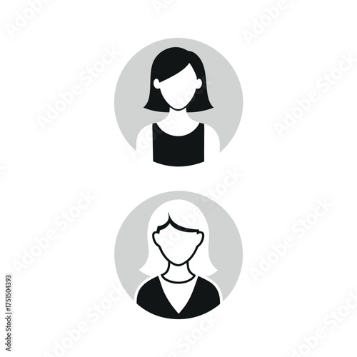 Two stylized female avatars showing different hairstyles and necklines