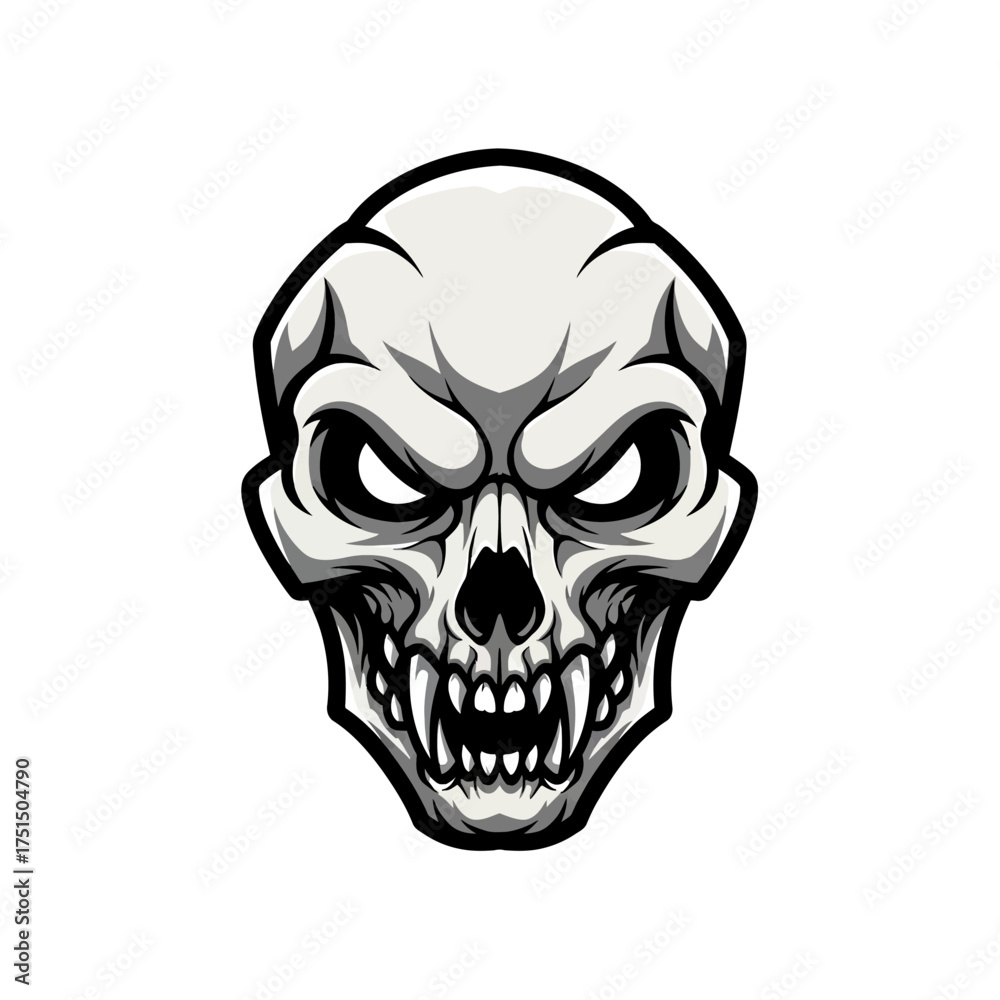 Fototapeta premium Fearsome Skull Illustration with Menacing Gaze and Bared Teeth