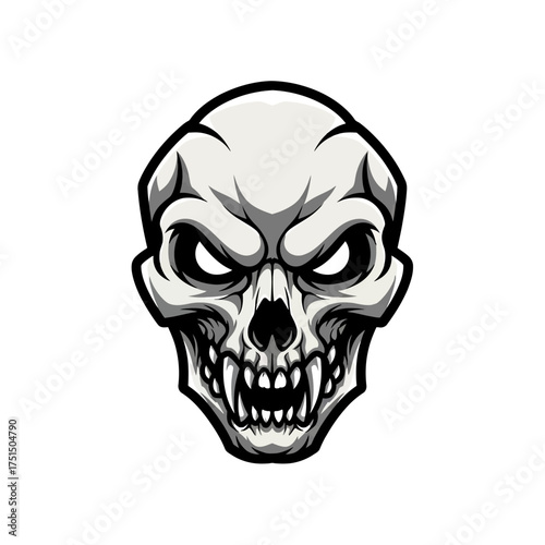 Fearsome Skull Illustration with Menacing Gaze and Bared Teeth