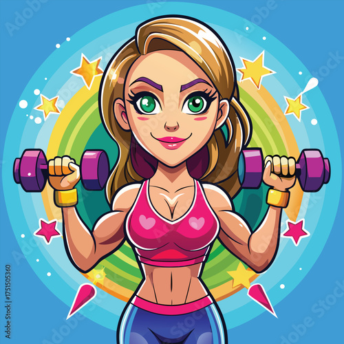 Cute fitness woman doing workout healthy lifestyle vector illustration