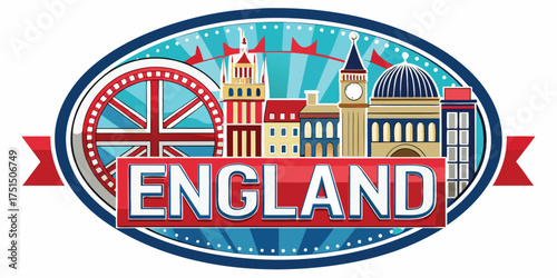 England landmark circular logo travel tourism vector design