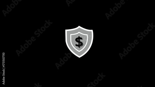 Cryptocurrency symbol glowing on futuristic shield with on dark background showcasing digital security, blockchain technology, and finance protection for ultimate digital shield.