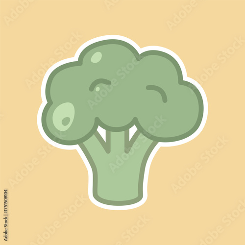Adorable Broccoli Illustration in Flat Pastel Style for Vegan Food and Healthy Lifestyle Design