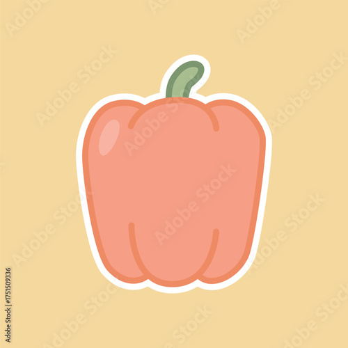 Adorable Bell Pepper Illustration in Flat Pastel Style for Organic Food and Fresh Market Concepts