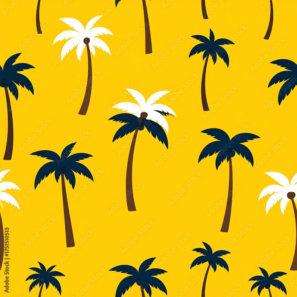 Vibrant Yellow Palm Tree Silhouette Pattern