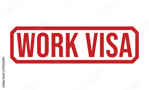 Red Rubber Stamp Effect Featuring 'Work Visa' Text on a White Background