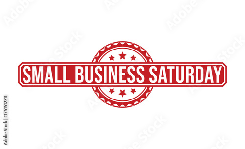 Red Small Business Saturday Stamp with Stars isolated on Transparent Background
