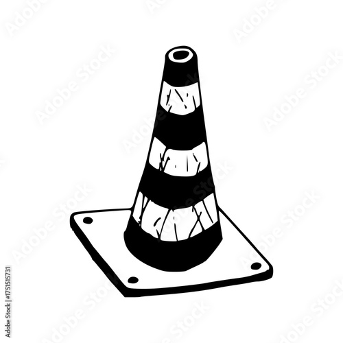 traffic cone with square base vector illustration