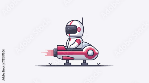 Astronaut on rocket futuristic transportation illustration