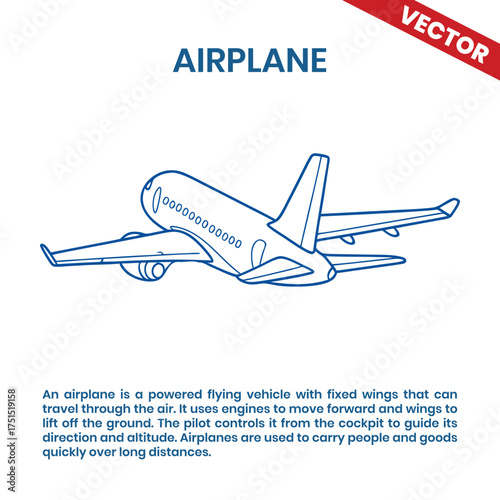 Airplane commercial passenger jet aircraft outline vector illustration back view