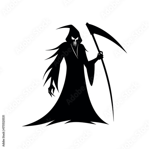 Silhouette of the grim reaper holding a scythe
