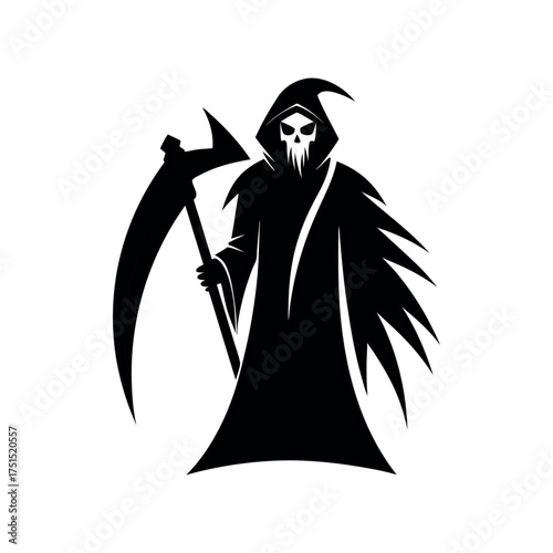 Grim reaper with scythe silhouette