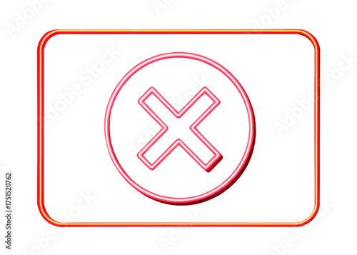 Bright neon red x mark inside a circle on a black background with rounded corners