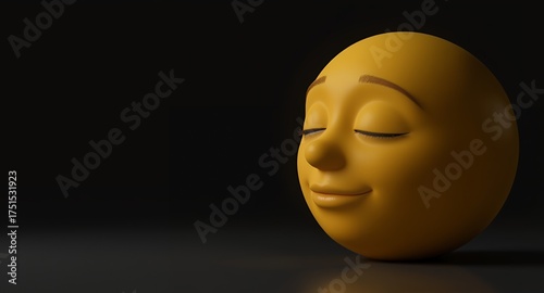 A Contented Yellow Face Emoji in Tranquil Contemplation