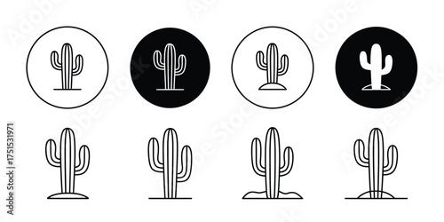 Simple Cactus Outline Vector Illustration