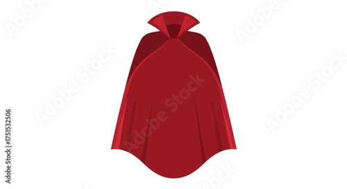Illustration of a red cape with a high collar on a white background.