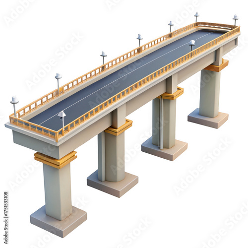 Fototapeta Naklejka Na Ścianę i Meble -  3d ornate bridge structure with pillars isolated on transparent background