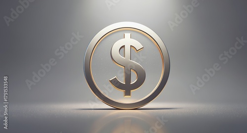A Shining Dollar Coin Symbol on a Textured Surface with Subtle Sparkle Accents