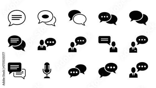Speech bubble icons representing communication, dialogue, and conversation for online discussions and meetings