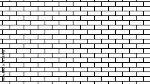 ceramic brick tile wall, White wall pattern for background. Black lines, pictures of the arrangement of brick and block patterns
