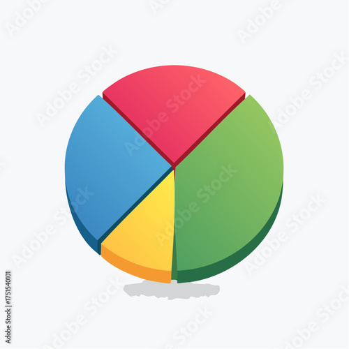 Free Download A colorful three-dimensional pie chart icon divided into four segments for data analysis and presentation. - GFXLoad