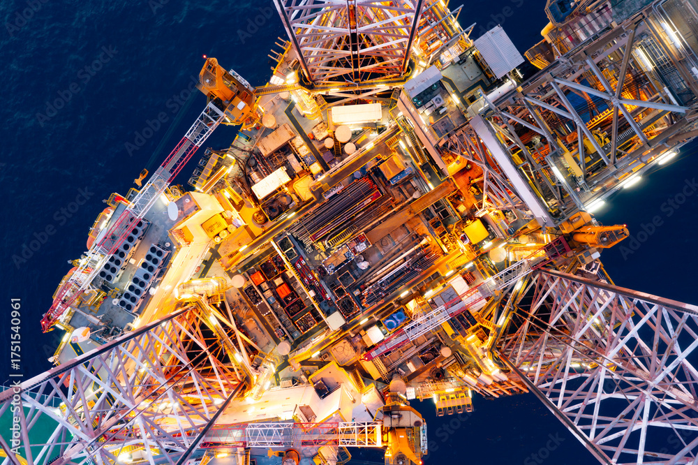 custom made wallpaper toronto digitalAerial view of offshore jack up rig and offshore platform during sunset for oil and gas exploration and production.