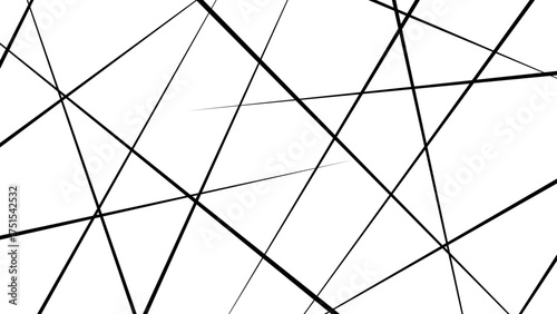 Random chaotic lines abstract geometric pattern, Minimalist abstract background with intersecting black lines on a white surface.