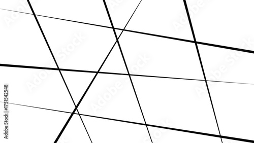 Abstract white background with random black lines, Random chaotic lines abstract geometric pattern.