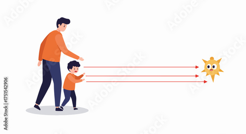 Adult and child project protective energy towards a virus, symbolizing immunity and health defense.