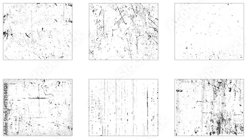 Grunge overlay textures with dust grain isolated on white background. ink splash and grungy decoration elements for social media. Distressed vintage banner frame.
