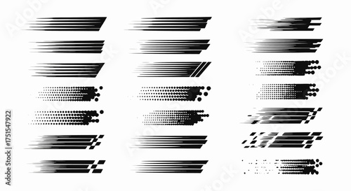 Abstract Speed Lines and Motion Blur Vector Pack: Dynamic Graphic Elements for Technology, Race, and Fast Design