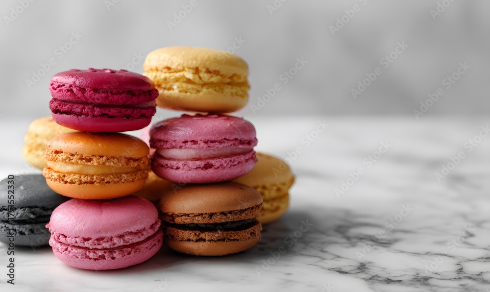 Fototapeta premium colorful pink macarons in full color, selective color effect