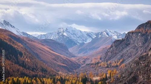 panorama of mountains nature drone footage. Explore stunning autumn panoramas of the Altai mountains and valleys with breathtaking aerial views from a drone capturing nature's beauty