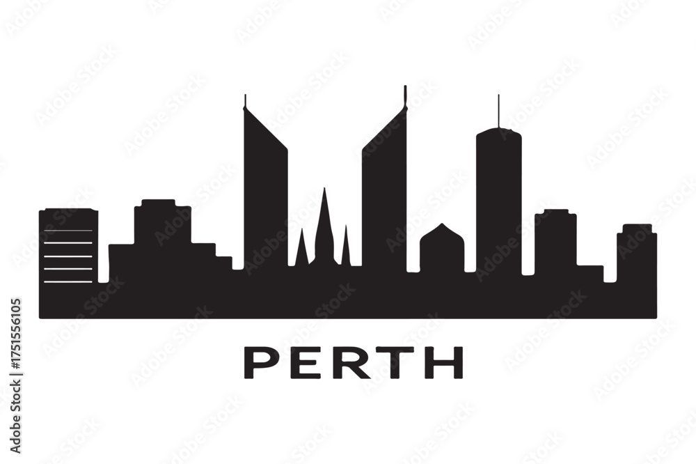 Fototapeta premium perth city skyline silhouette illustration