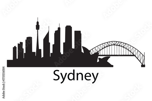 silhouette illustration of sydney city skyline