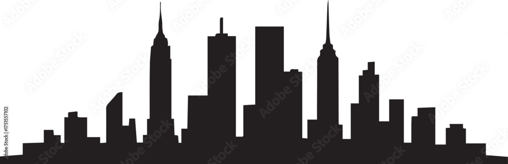 Obraz premium A city skyline with tall buildings black silhouette 