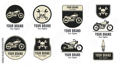 Motorcycle Logos Collection - Vintage Badges and Emblems.