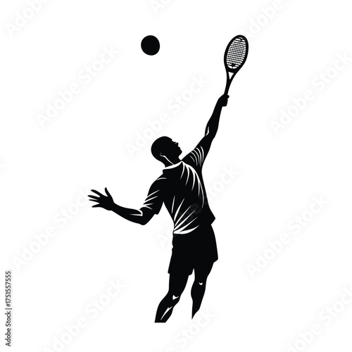 Tennis player serving a ball silhouette sport athlete