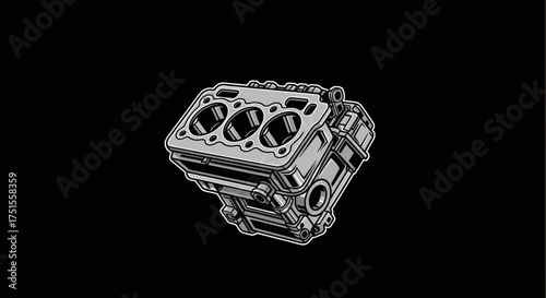 Detailed illustration of a powerful internal combustion engine block.