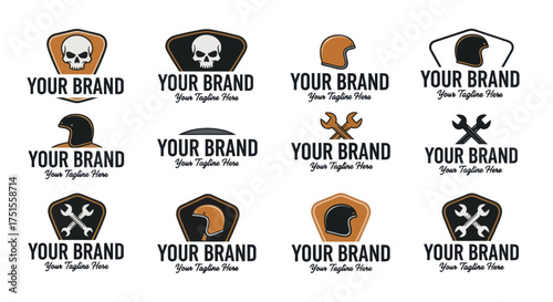 Collection of Motorcycle and Biker Themed Logos and Emblems.