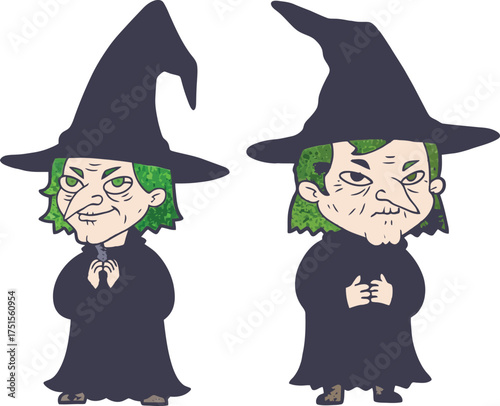 A frighteningly fun ugly witch character ready for halloween and spooky themed designs