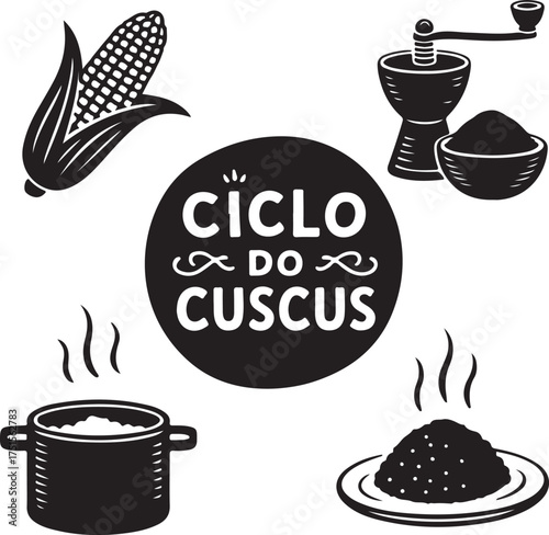 Cuscuz Cycle Silhouette Graphic for Brazilian Cuisine