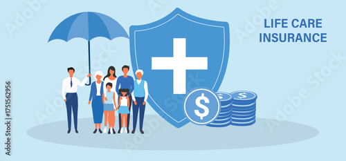 Health Insurance concept, insurance policy to protect from life and health accident. Health and life insurance policy, healthcare concept