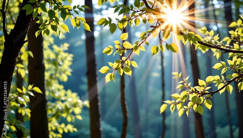 Obraz premium Sunlight Piercing Through Forest Foliage