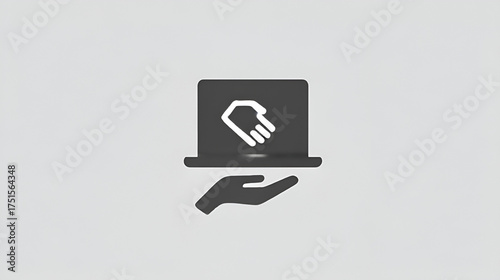 Laptop with Handshake Icon | Virtual Meeting Setup | Online Collaboration